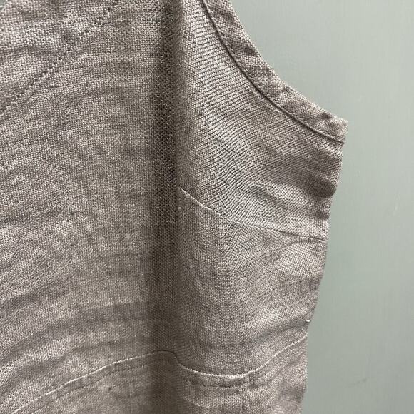 Eileen Fisher Gray Linen Sz Small Petite Dress Pockets Tank Style Lagenlook - Picture 2 of 4